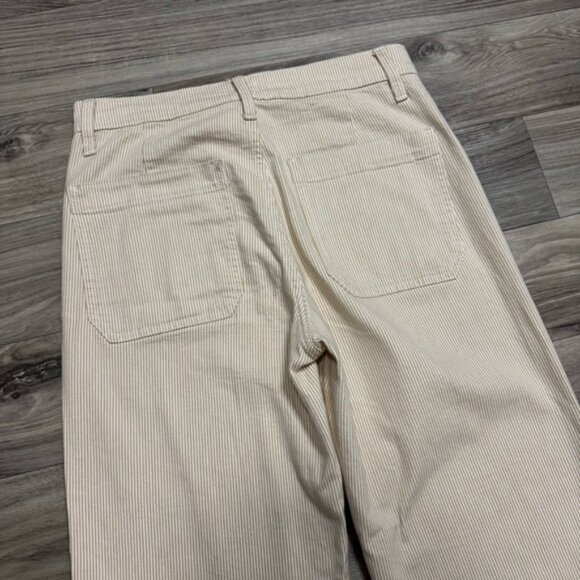 J. Crew Slim Wide Leg High-Rise Cropped Jean in Khaki Stripe - Picture 7 of 8